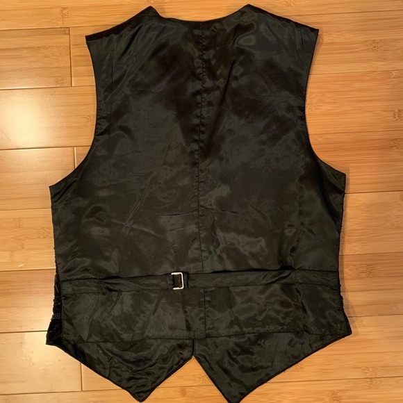 Vintage CACHE Black Beaded Evening Tuxedo Vest Women's Sleeveless sz L 80s Adjus - Picture 13 of 13
